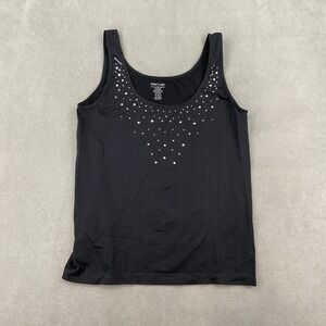 Soho Lady Black Rhinestone Embellished Tank Top Scoop Neck 2X/3X JT3679P-EMB112